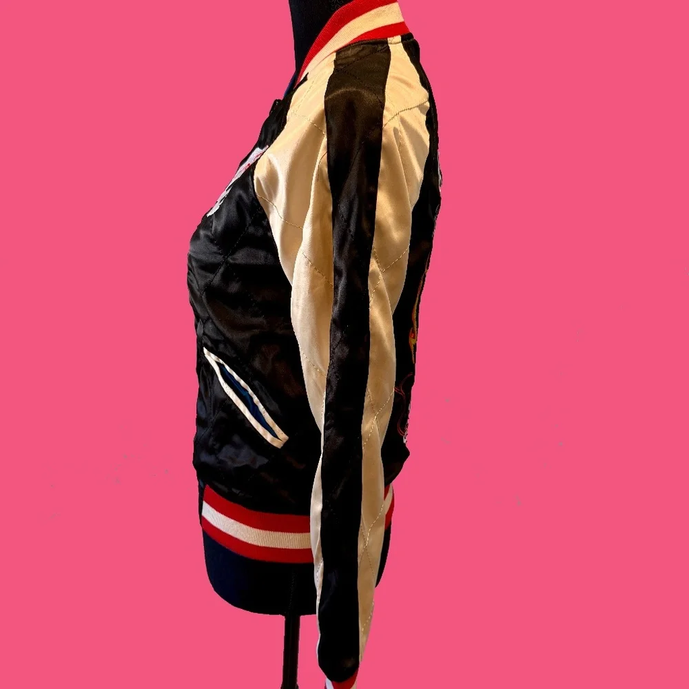 NWT Straight to Hell Black and Blue Souvenir Reversible Satin Jacket - Picture 3 of 10